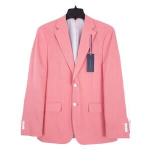 Tommy Hilfiger Men's Modern-Fit 100% Linen Sport Coat Light Red Solid 38S NWT